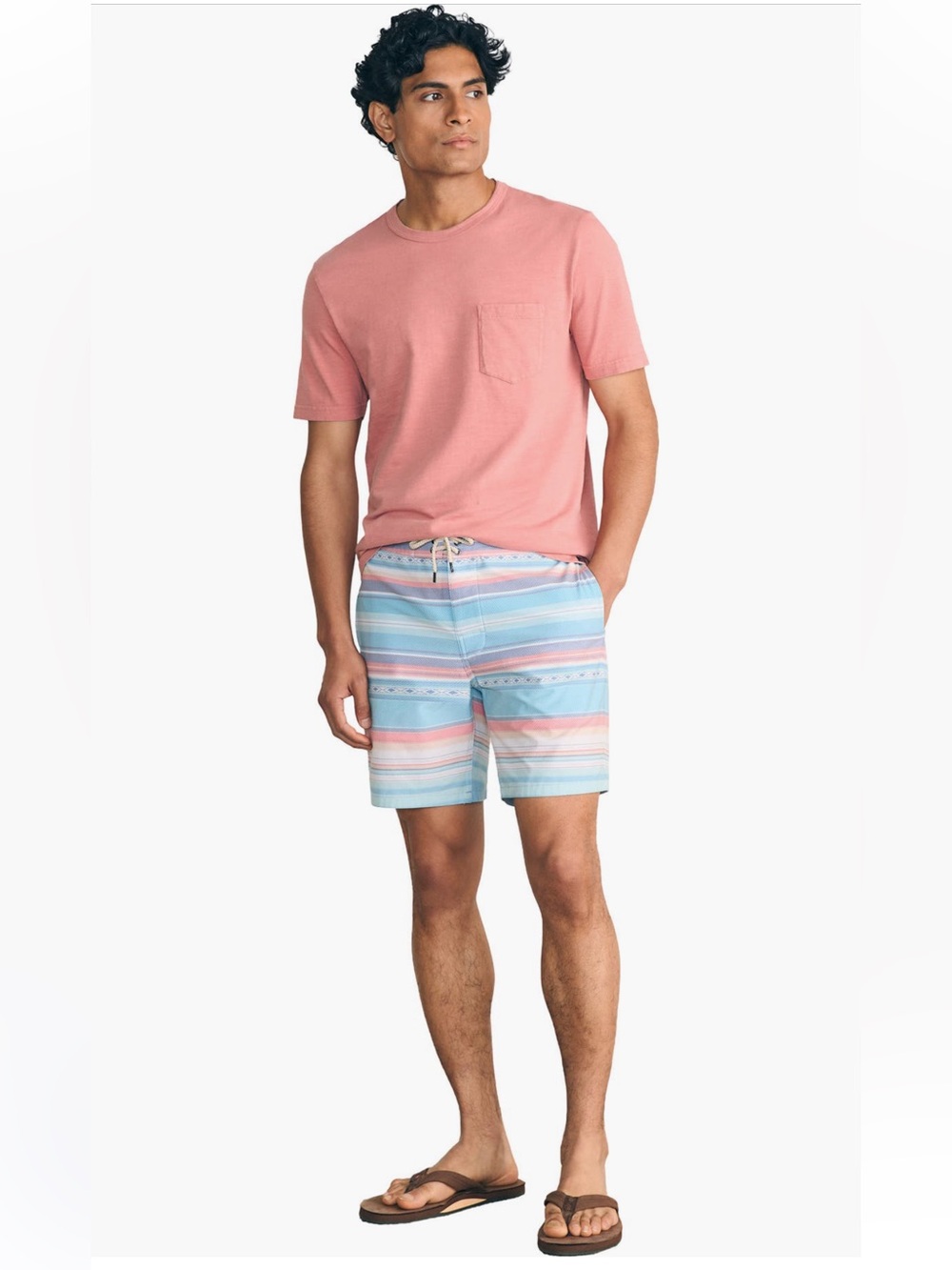Faherty Sunwashed Board Shorts swim trunks blue pink yellow 7” 7 in size 40 NWT